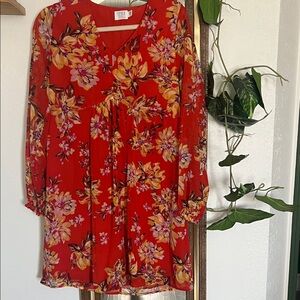 Time and Tru Red Floral Dress